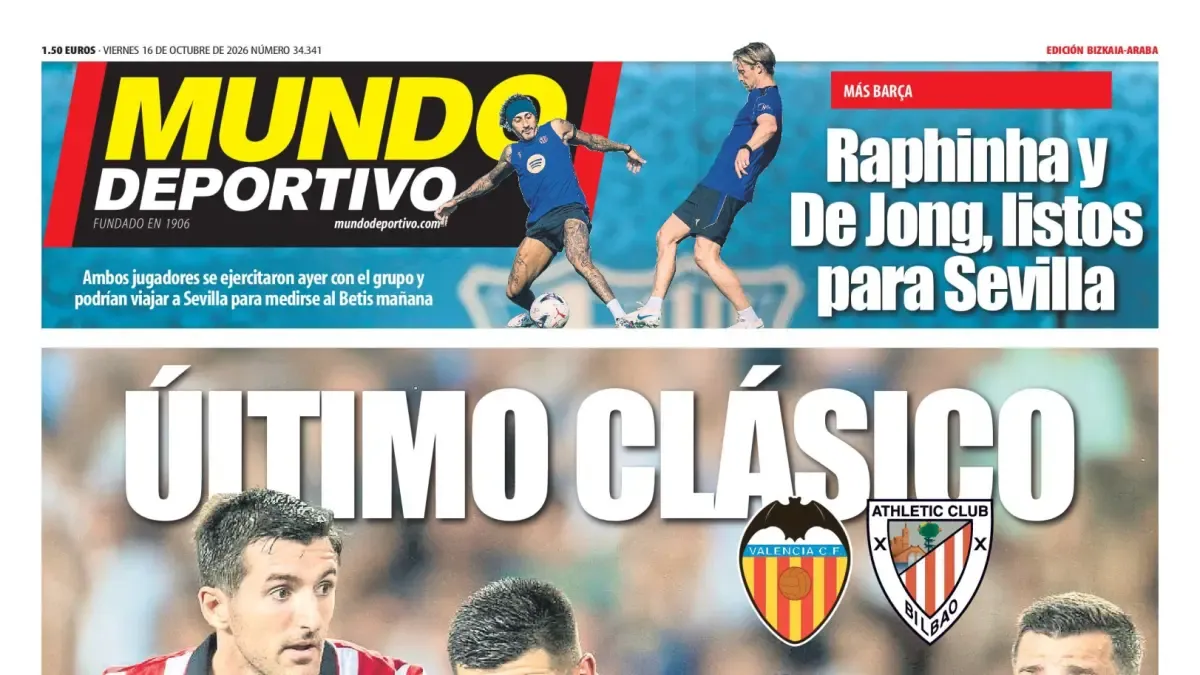 La copertina di oggi dell'edizione Bizkaia-Araba di Mundo Deportivo